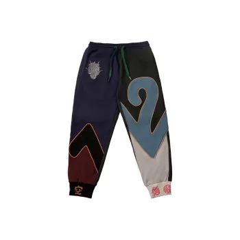 WOOKONG Knitted Sports Pants Unisex 72 Transformations Embroidery Cuffed Pants