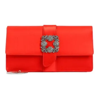 MANOLO BLAHNIK Silk One Shoulder Portable Clutch Women's Red