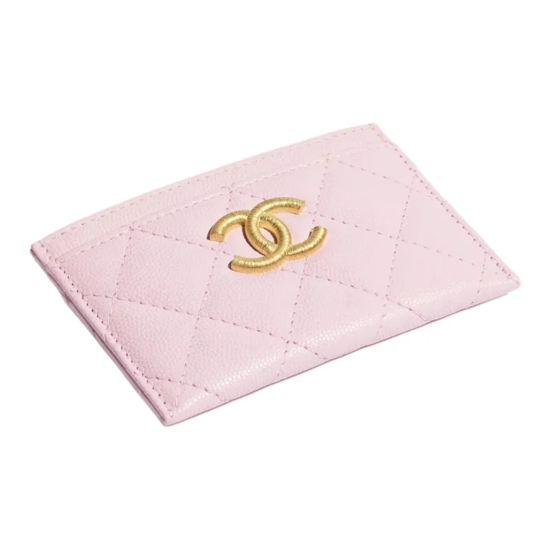 CHANEL Cow Leather Card Holder Women's Light Pink-1