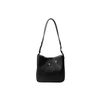 OMI Matte Vegetable Tanned Cow Leather Crossbody Bag Regular Women's Black/Ecru/Brown