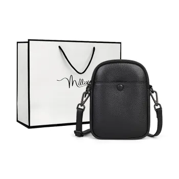 MILLIE'S Cow Leather Shoulder Bag, Crossbody Bag Trumpets Women's Black