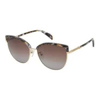 TAOSIXIONG Metal Cat Eye Sunglasses Women's Gold