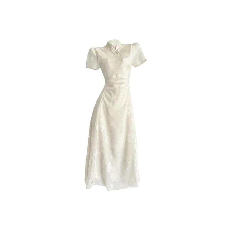Pa33word Short Sleeved Dress Women's Beige Apricot-23