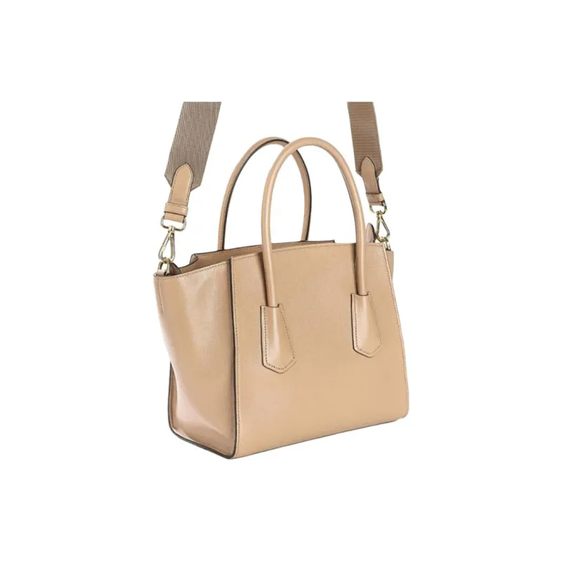 PRADA Calfskin Tote Bag, Shopping Bag, Shoulder Bag, Crossbody Bag, Handbag Women's Beige-3