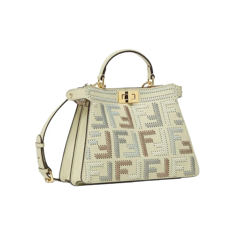 FENDI Peekaboo ISeeU Calfskin Shoulder Bag, Crossbody Bag, Handbag Small Size Women's Green-1
