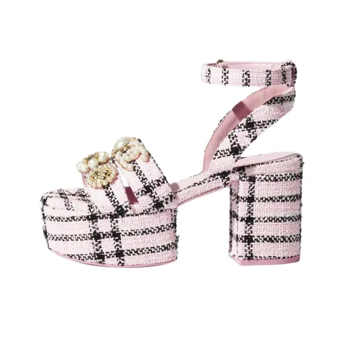 CHANEL 25S Strap Sandals 9cm Women's Pink