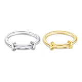 Plain Band Small Bangle Ring-Gold and Silver 1 Pair