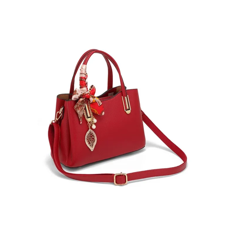 CLEVER& KETCH PU Tote, Shoulder Bag, Crossbody Bag, Handbag Regular Women's Red-3