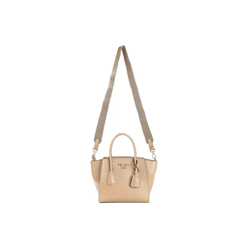 PRADA Calfskin Tote Bag, Shopping Bag, Shoulder Bag, Crossbody Bag, Handbag Women's Beige-1