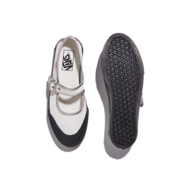 Vans Mary Jane Anti Slip Wear Resistant Low Top Skateboard Shoes Women's Beige-3