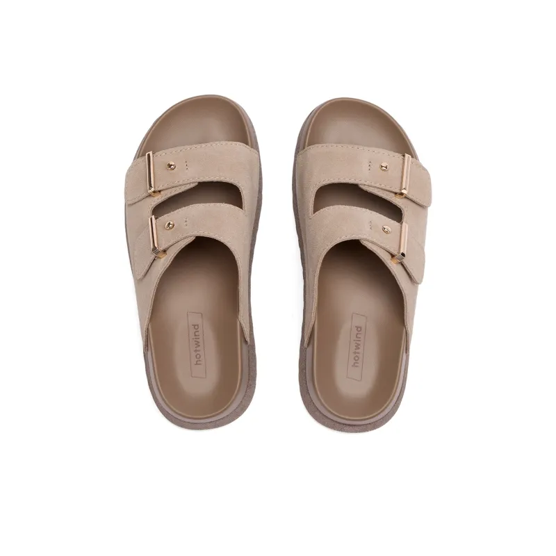 Hotwind Pinecone Grey Series Rubber Sole Slip Resistant Slide Slippers Women's-5