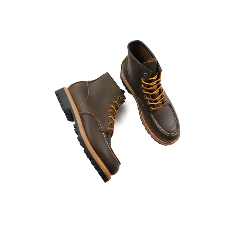 ROCKEY BAND Cushioned Wear Resistant Breathable Height Increasing Mid Top Outdoor Shoes Men's Dark Brown-4