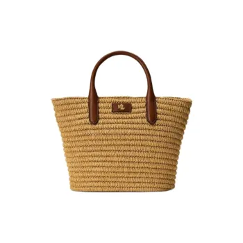 Ralph Lauren Brie Straw Tote Bag, Shopping Bag, Handbag Medium Size Women's Natural
