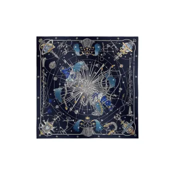 HERMES Cashmere Shawls Women's Marine Blue