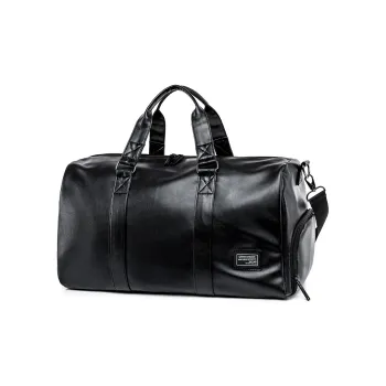 Meow In The Grass PU Handbag Fitness Bag Travel Bag Unisex Black