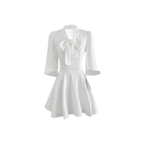 Udon House Long Sleeved Dresses Women's White