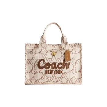 COACH Signature Canvas Bag, Tote Bag, Shopping Bag, Shoulder Bag, Handbag Tubas Women's Beige