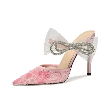 Lily Wei Rubber Sole Slip Resistant Wrap toe Slippers Women's Pink