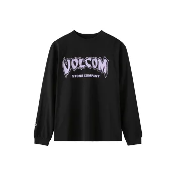 VOLCOM Crew Neck Loose Fit Straight Long-Sleeved T-Shirt Men's Black
