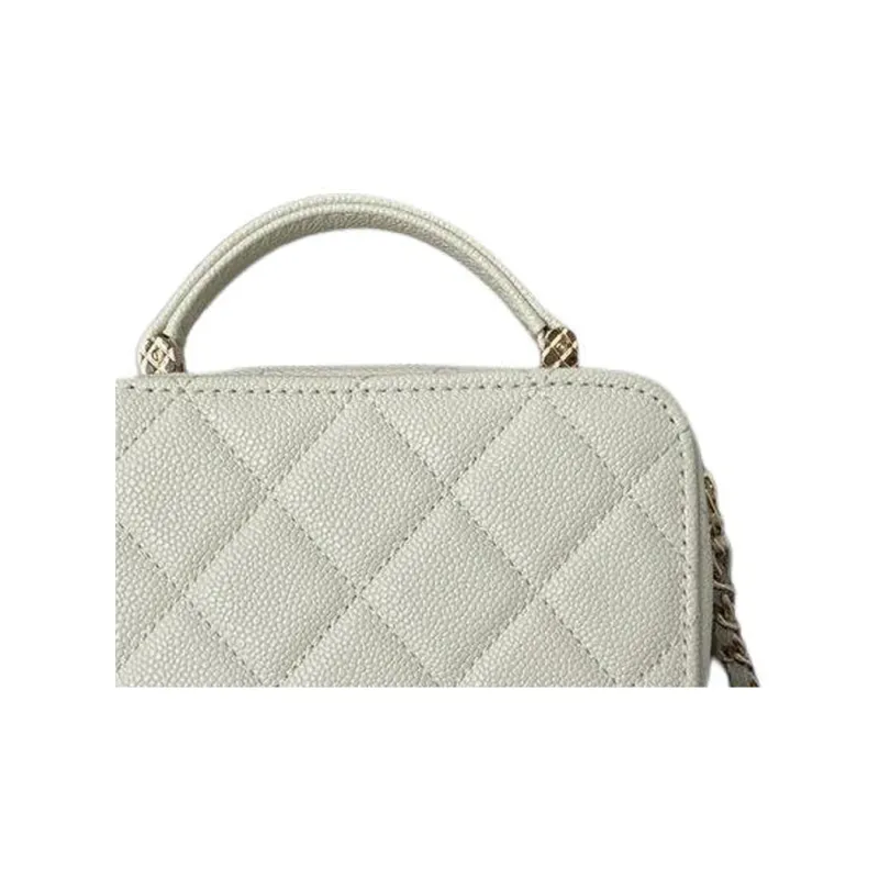 CHANEL Grained Calfskin Box Bag Camera Bag Shoulder Bag Crossbody Bag Mini Women's White-4