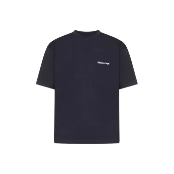 Balenciaga T Shirt Loose Fit Style Men's Dark Blue