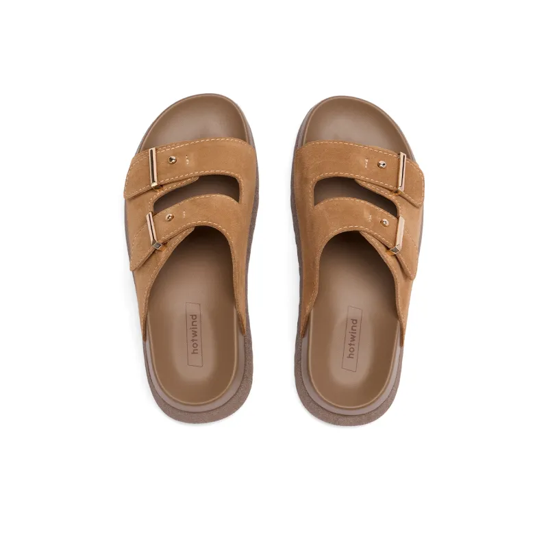 Hotwind Pinecone Grey Series Rubber Sole Slip Resistant Slide Slippers Women's-1