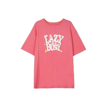 FRLMK Lazyandbusy Straight T-Shirt Unisex Rose Red