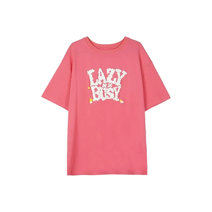 FRLMK Lazyandbusy Straight T-Shirt Unisex Rose Red-0