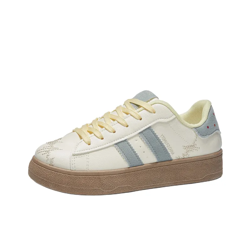 Georgina Goodman Small White Shoes Anti Slip Wear Resistant Lightweight Breathable Low Top Skateboard Shoes Women's-28
