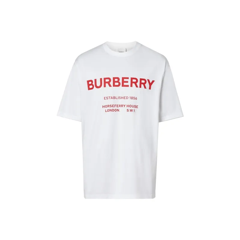 Burberry Horseferry Drop Shoulder Sleeve T Shirt Unisex White-0