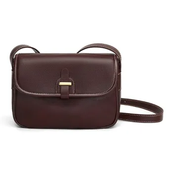 VINEY Cow Leather Shoulder Bag, Crossbody Bag, Small Square Bag Regular Women's Wine Coffee/Black
