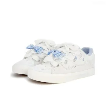 WJA Slip Resistant Cushioning Impact Resistance Wear Resistant Lightweight Low Top Skateboard Shoes Women's White Blue