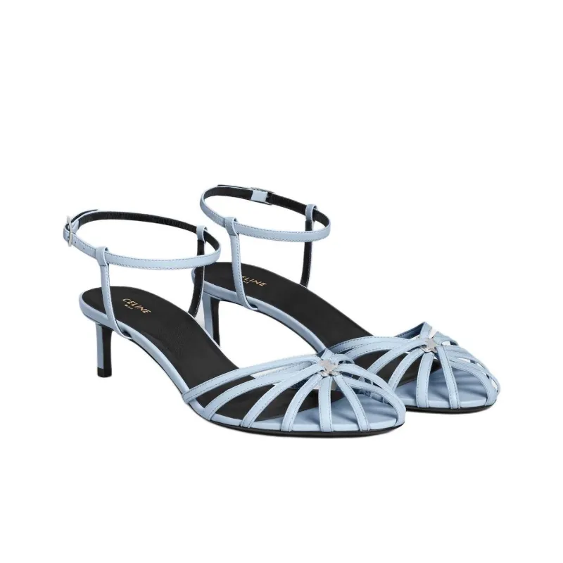CELINE Triomphe Strap Sandals 5cm Women's Light Blue-2