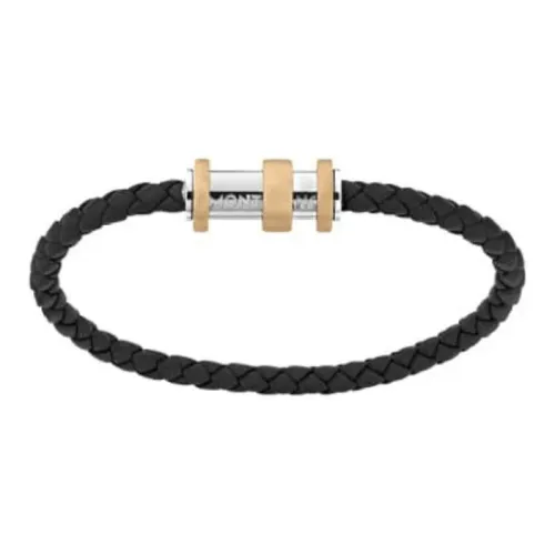 MONTBLANC Stainless Steel Leather Grossular Bracelets Men's Black