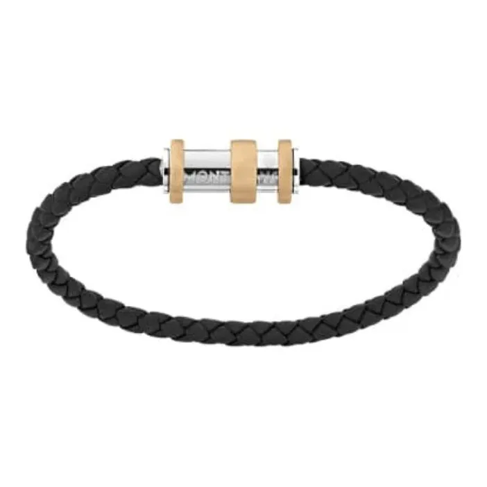 MONTBLANC Stainless Steel Leather Grossular Bracelets Men's Black-0