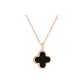 18K Four-Leaf Clover Black Agate Pendant