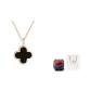 18K Four-Leaf Clover Black Agate Pendant-Blue Dreamy Box