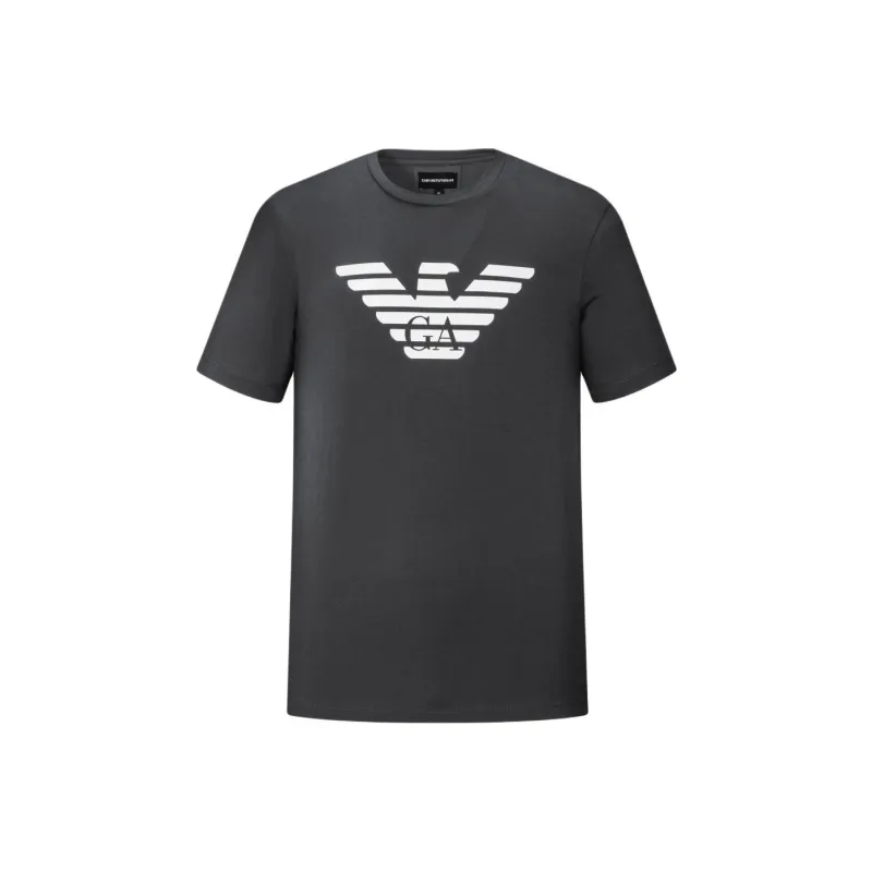 EMPORIO ARMANI Eagle Logo Crew Neck Pullover Short Sleeved T Shirt Men's Gray-0