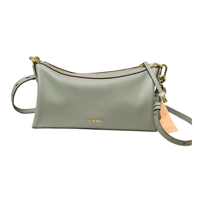 FION Cow Leather Shoulder Bag, Crossbody Bag Medium Size Women's Mung Bean Brown-2