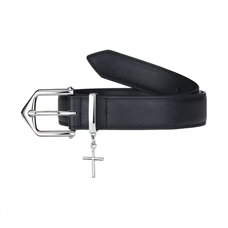 Jeccieziio Cow Leather Belts Women's Silver Width 3cm-2