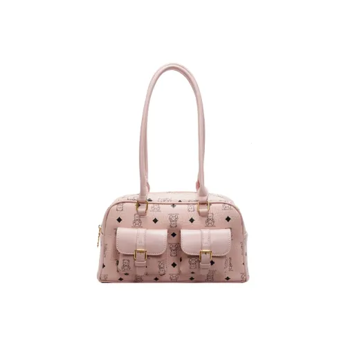 POLG PU Shoulder Bag Women's Pink/Brown/White & Brown/White & Black