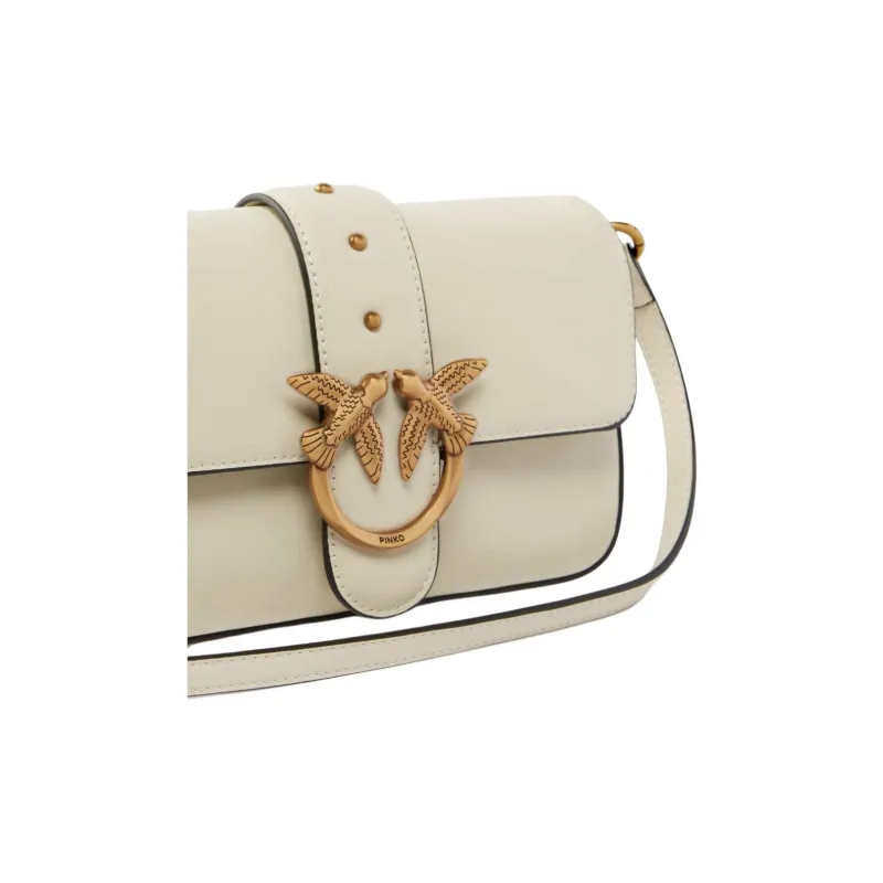 PINKO Love Bag Cow Leather Shoulder Bag Mini Women's Ivory-2