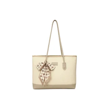 HCXK PU Color Block Shoulder Bag Schooling Tote Handbag Regular Women's Ecru/Black/Apricot/Pink/Brown