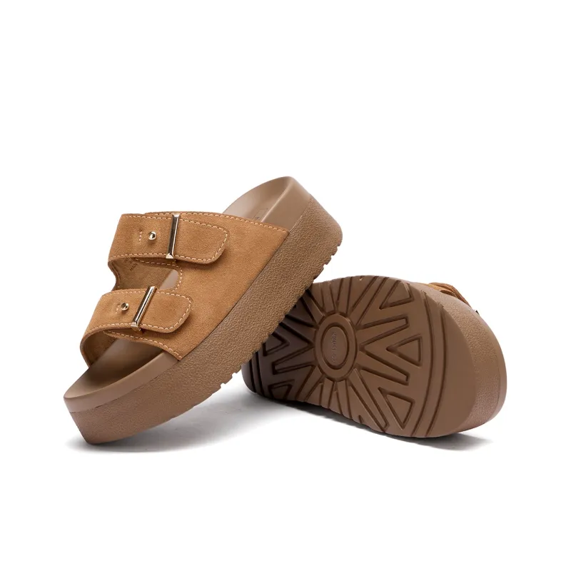Hotwind Pinecone Grey Series Rubber Sole Slip Resistant Slide Slippers Women's-3