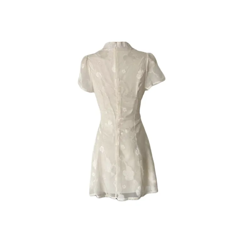 Pa33word Short Sleeved Dress Women's Beige Apricot-17