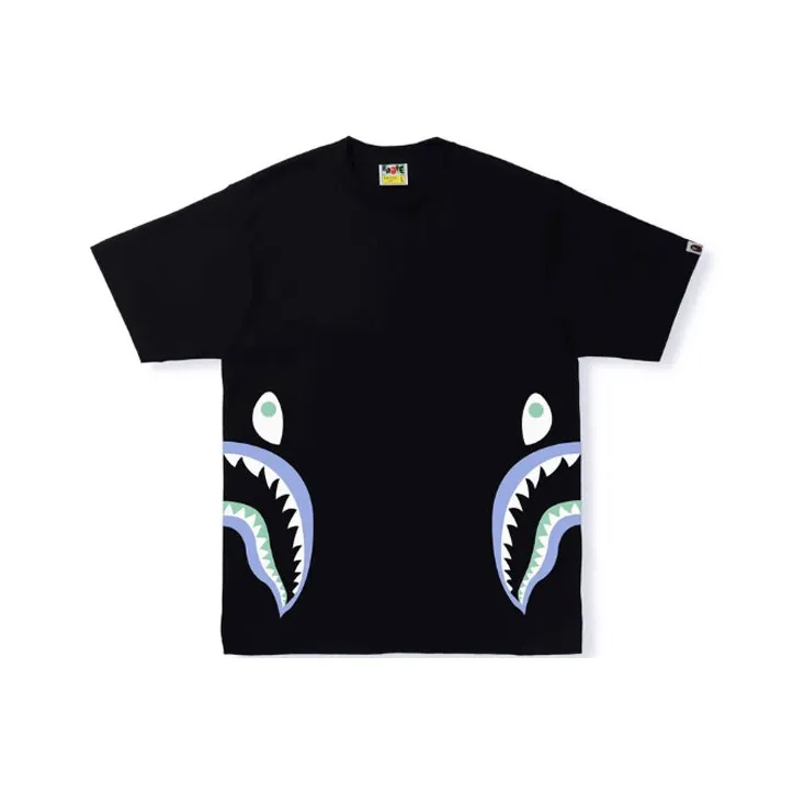 A BATHING APE Text Code Camo Side Shark Tee-0