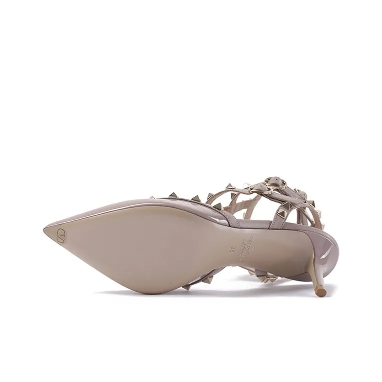 Valentino ROCKSTUD Slim Heel High Heels 6.5cm Women's Gray Pink-4