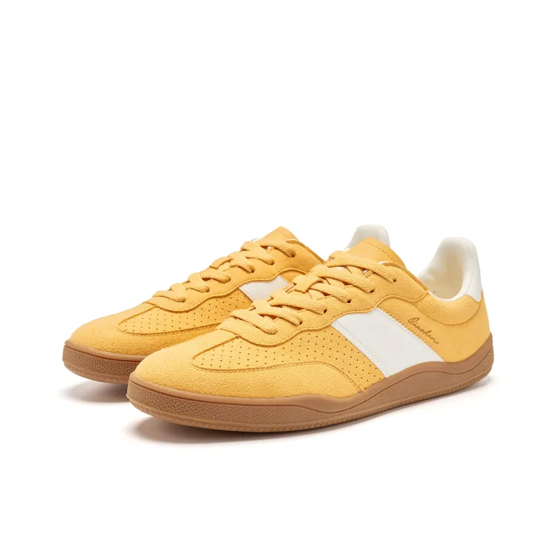 QIAODAN Abrasion Resistant Slip Resistant Low Top Skateboard Shoes Men's Marigold Ivory-2