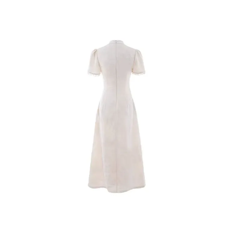 Short Sleeved Dress Style Women's Apricot Single Item-1