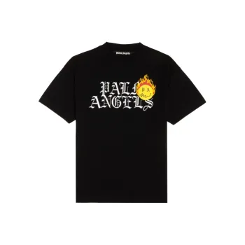 PALM ANGELS Burning Head Logo Print T shirt